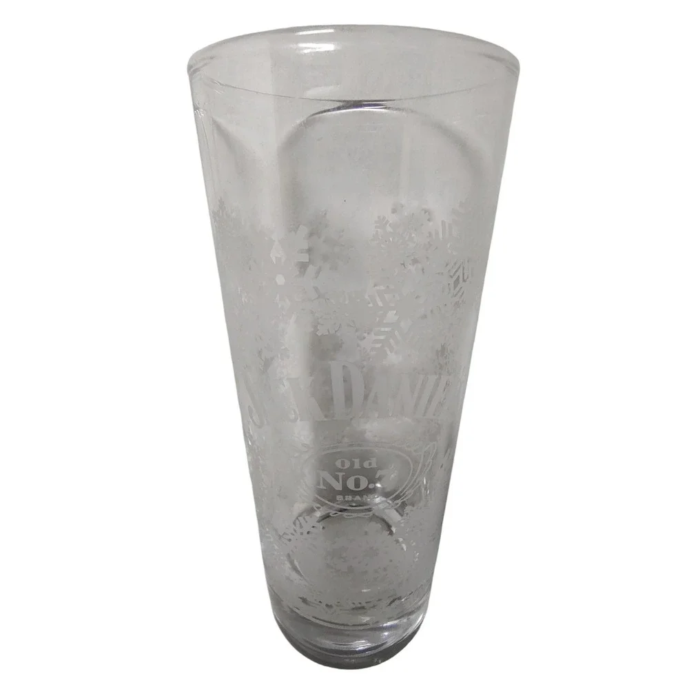 Jack Daniels Old No 7 Brand Tall Whiskey Glasses Snowflake Design 10 oz Set of 2